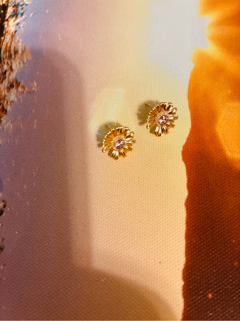 Gold Floral CZ Stud Earrings - Women Jewelry